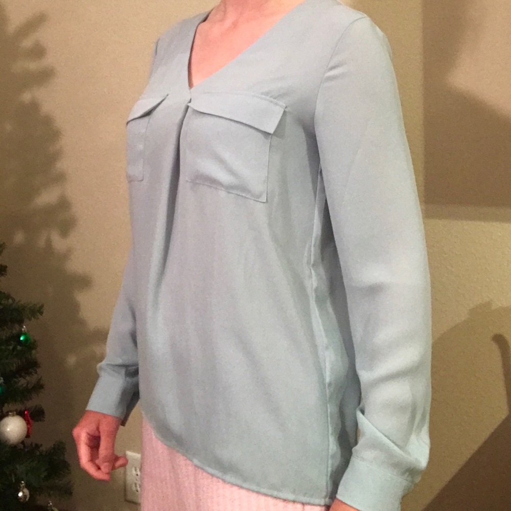 Small Light Teal Long Sleeve Blouse